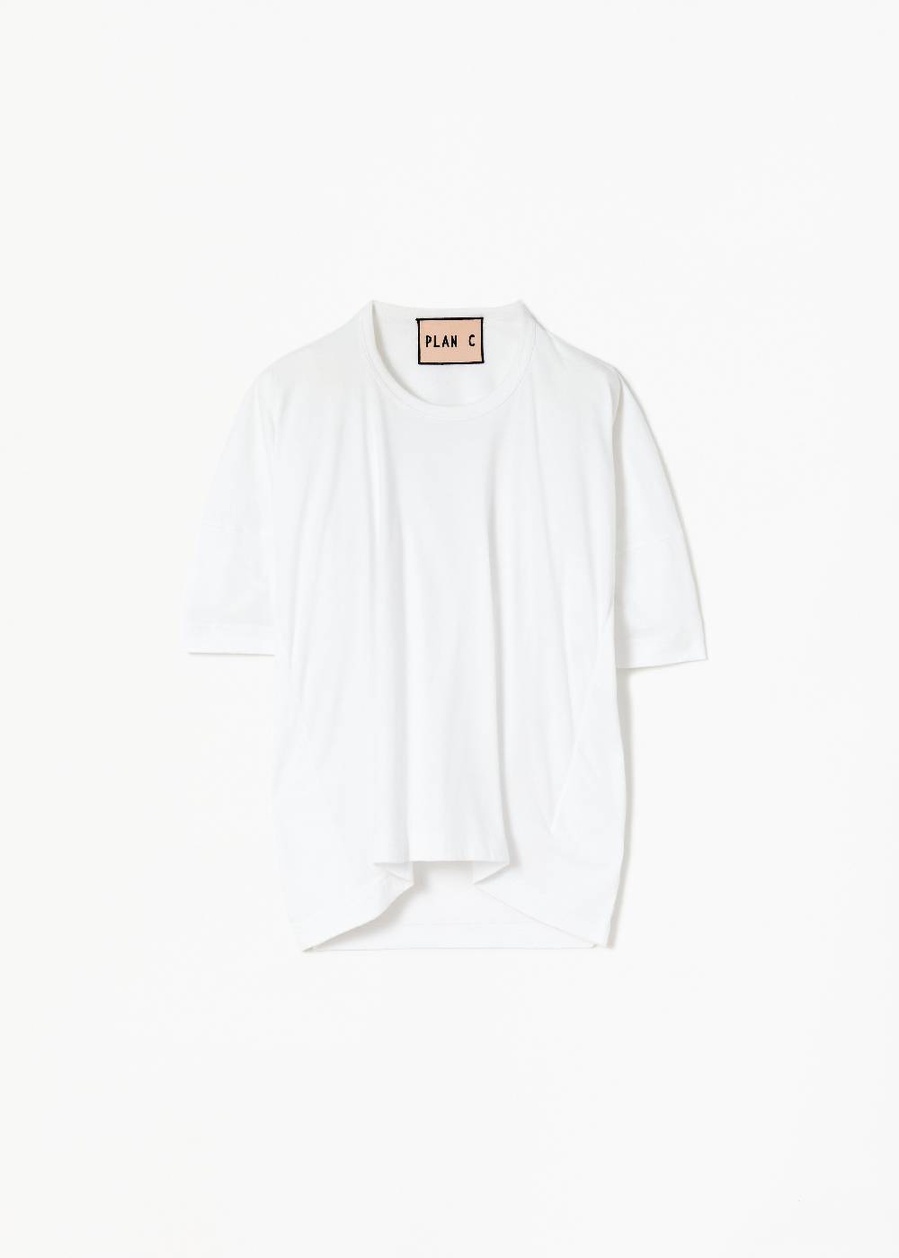 Plan C T-SHIRT BIANCA DRAPPEGGIATA IN COTONE