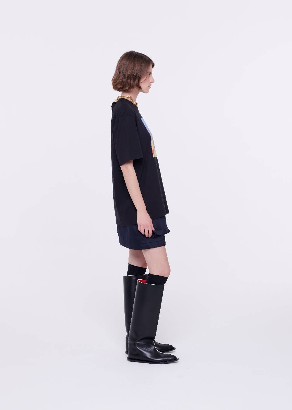 Plan C T-SHIRT NERA IN COTONE CON STAMPA