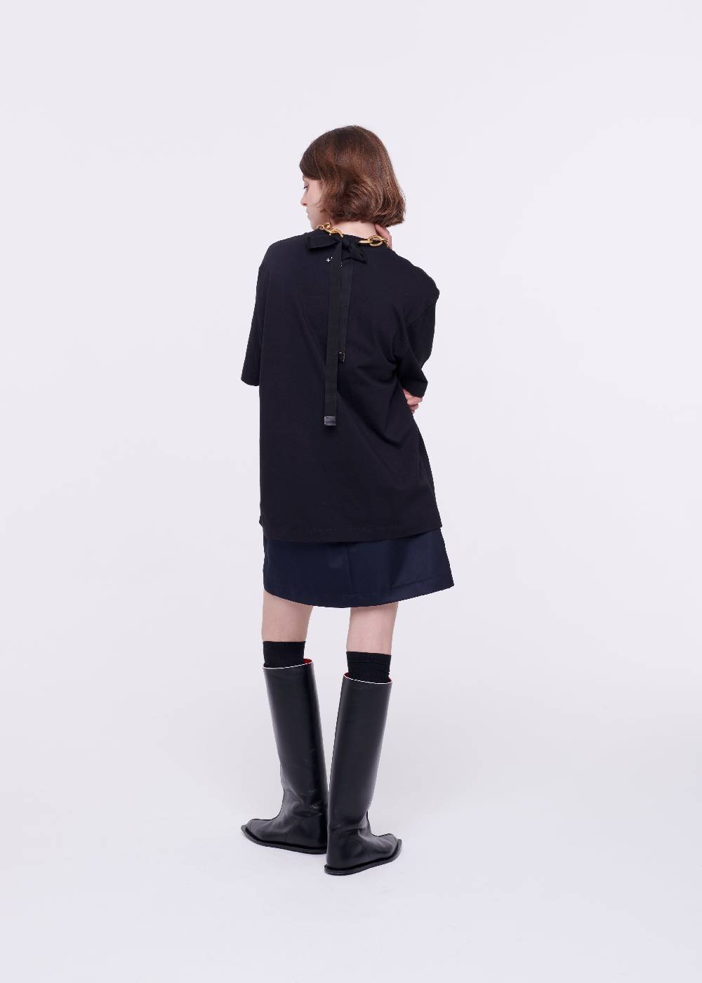 Plan C T-SHIRT NERA IN COTONE CON STAMPA