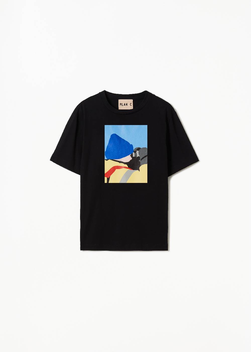 Plan C T-SHIRT NERA IN COTONE CON STAMPA