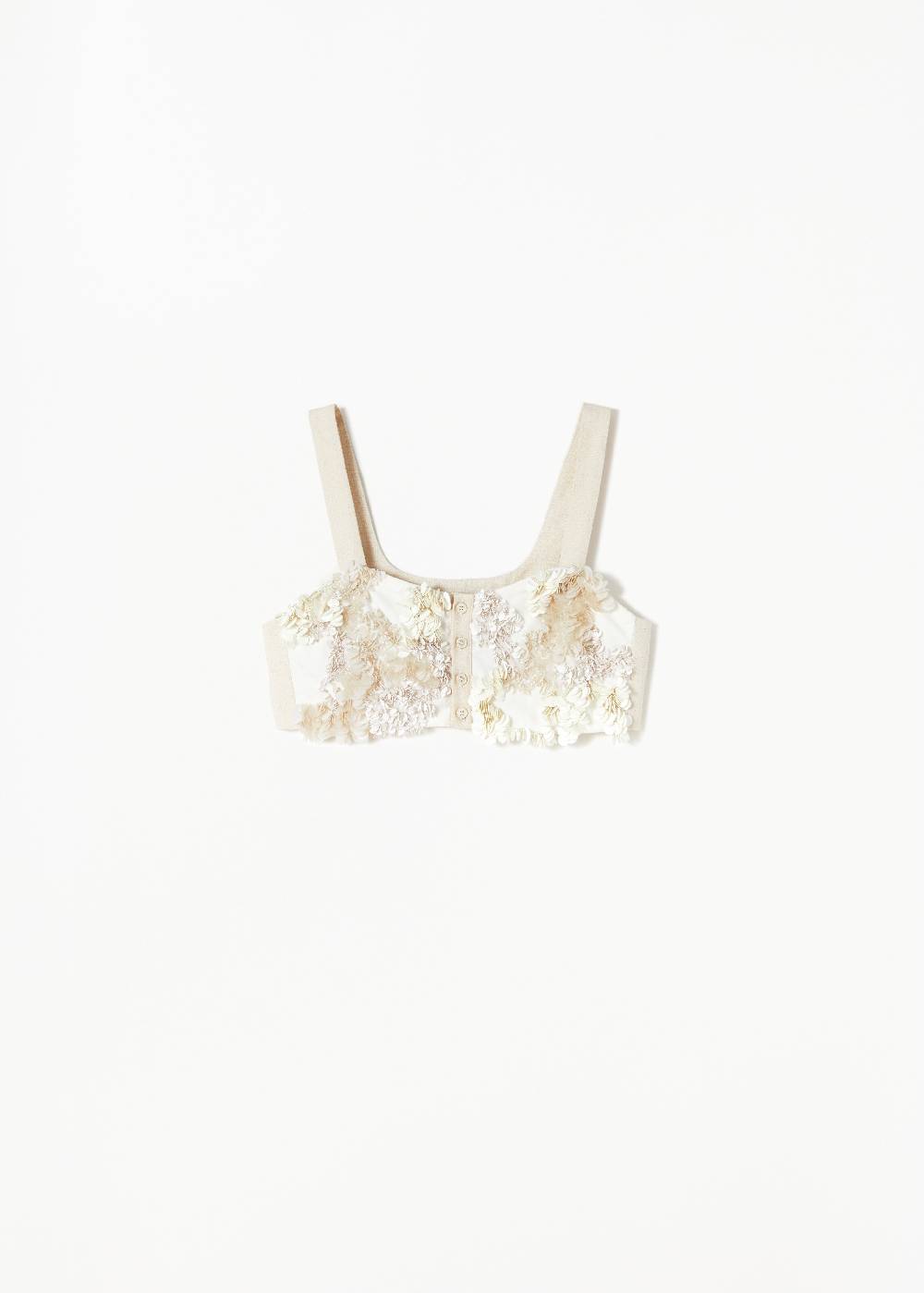 Plan C TOP A BUSTINO CON PAILLETTES COLOR CREMA