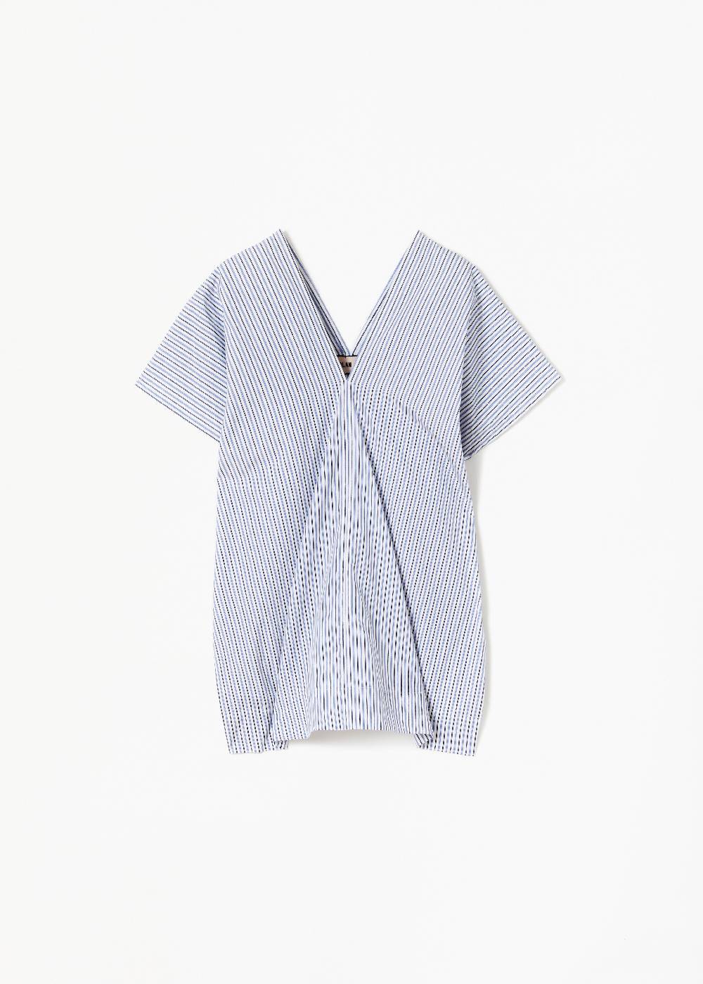 Plan C TOP A RIGHE IN COTONE CON SCOLLO A V