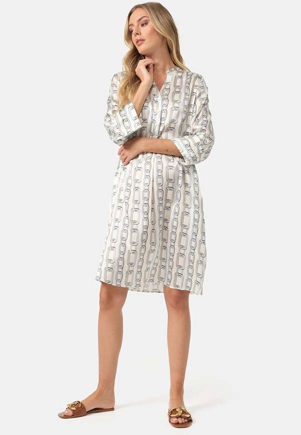 Please Jeans ABITO CATNOIR IN SETA E STAMPA - CATENA BLU