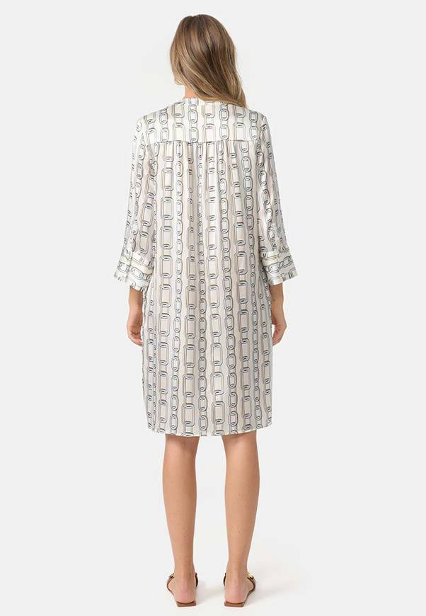 Please Jeans ABITO CATNOIR IN SETA E STAMPA - CATENA BLU