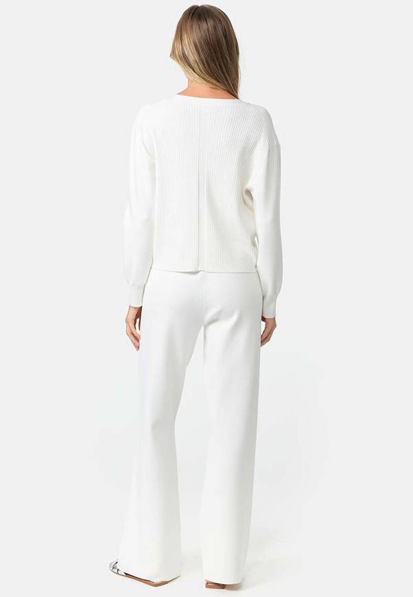 Please Jeans CARDIGAN CATNOIR IN MISTO VISCOSA - BIANCO