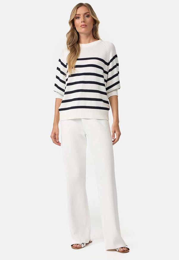 Please Jeans MAGLIA CATNOIR CON MANICHE A 3/4 E RIGHE - NAVY