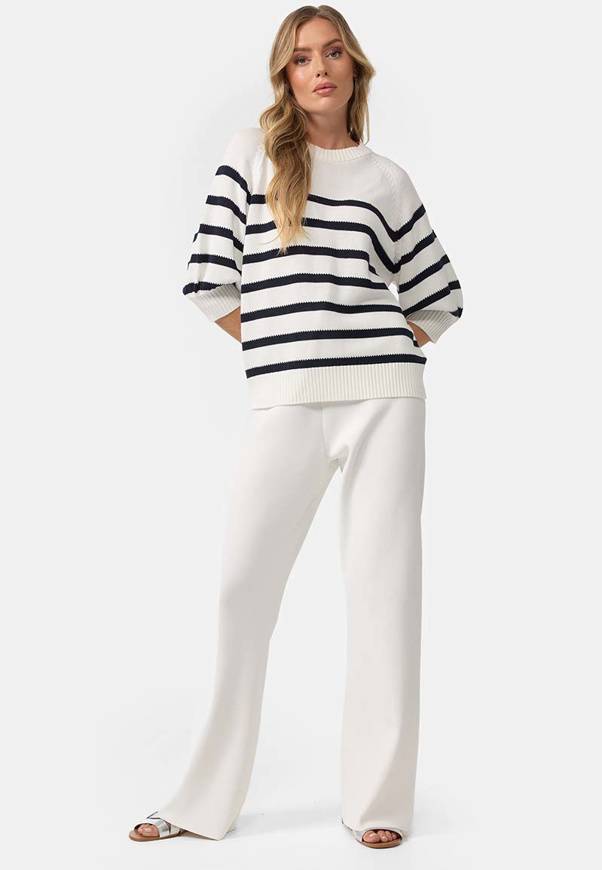 Please Jeans MAGLIA CATNOIR CON MANICHE A 3/4 E RIGHE - NAVY