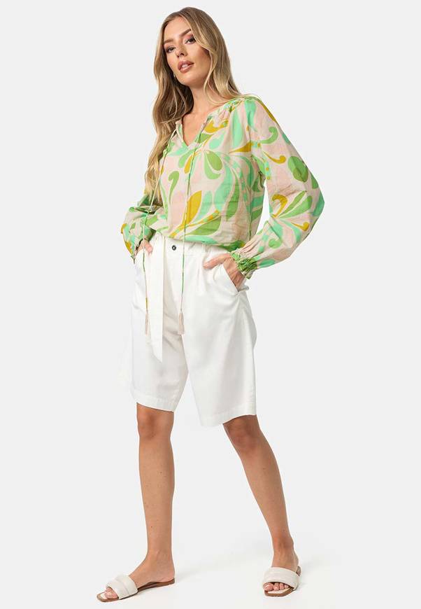 Please Jeans PANTALONCINI CATNOIR IN TENCEL - OFFWHITE