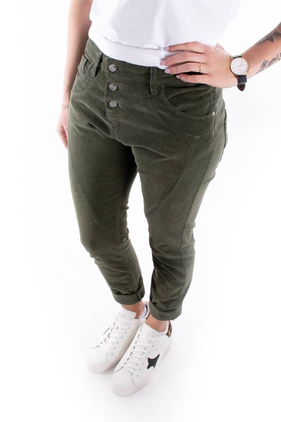 Please Jeans PLEASE CORD PANTALONI P78 - MURKY GREEN