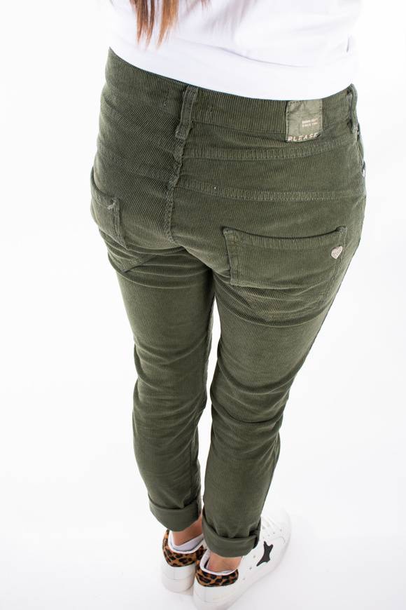 Please Jeans PLEASE CORD PANTALONI P78 - MURKY GREEN