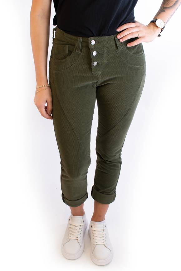 Please Jeans PLEASE CORD PANTALONI P78 - MURKY GREEN