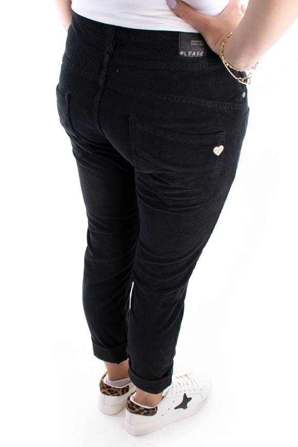 Please Jeans PLEASE CORD PANTALONI P78 - NERO