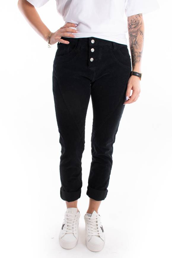 Please Jeans PLEASE CORD PANTALONI P78 - NERO