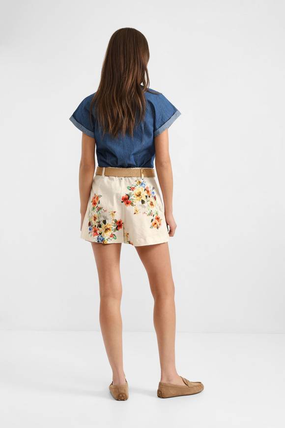 Please Jeans PLEASE FLORAL SHORTS - D0K C10 - PANNA