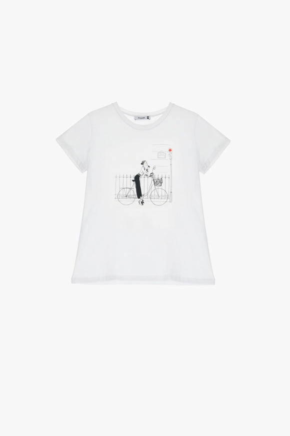 Please Jeans PLEASE T-SHIRT - T76 323 - WHITE