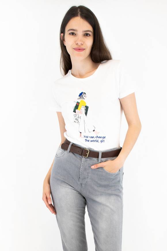 Please Jeans PLEASE T-SHIRT - T76 326 - WHITE