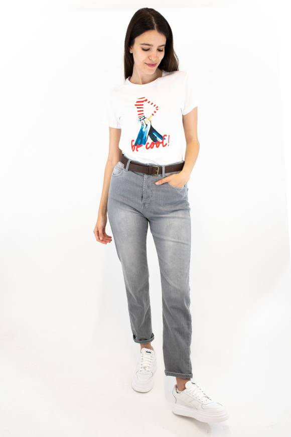 Please Jeans PLEASE T-SHIRT - T76 327 - WHITE