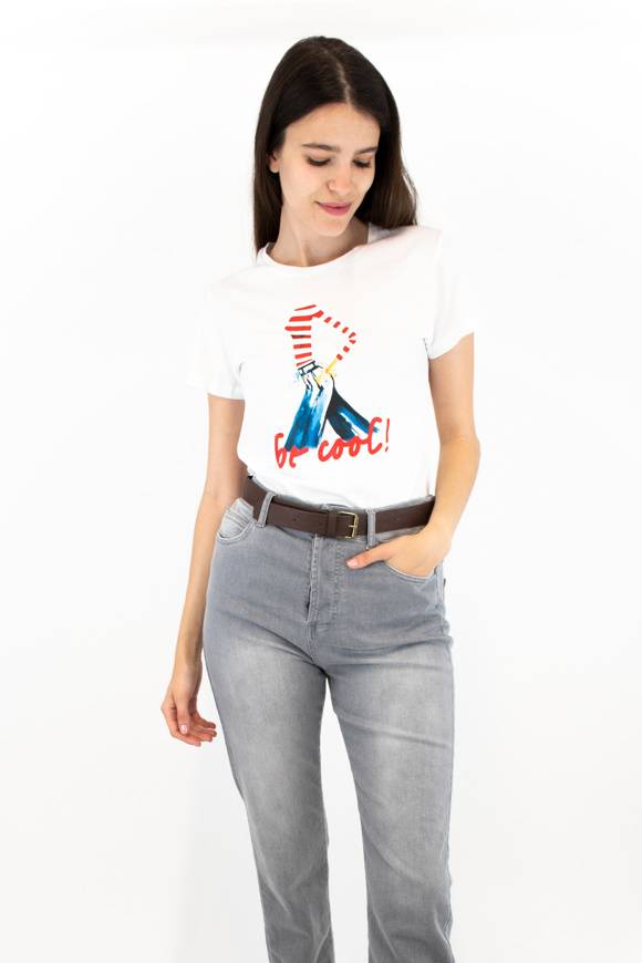 Please Jeans PLEASE T-SHIRT - T76 327 - WHITE