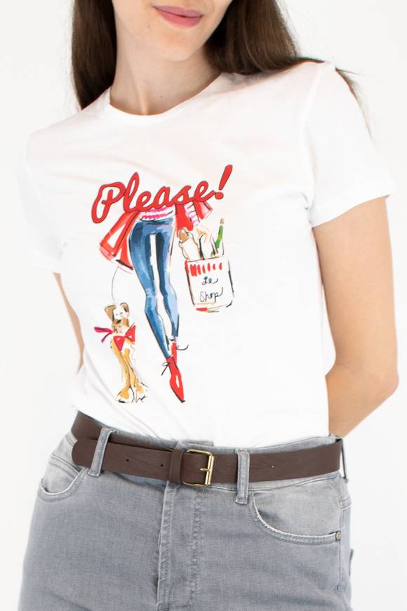 Please Jeans PLEASE T-SHIRT - T76 329 - WHITE