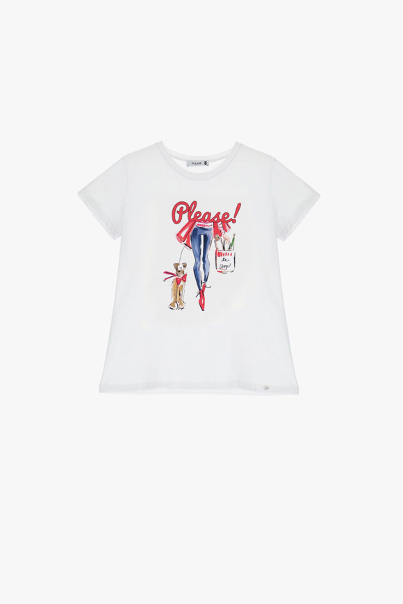 Please Jeans PLEASE T-SHIRT - T76 329 - WHITE