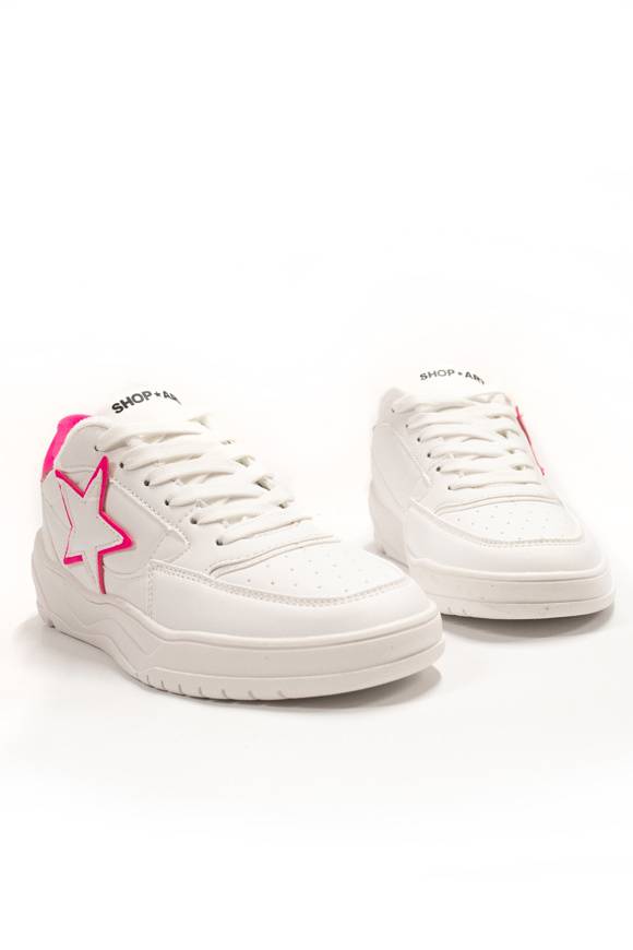 Please Jeans SHOP ART - SNEAKER 227 - WHITE FUXIA FLUO