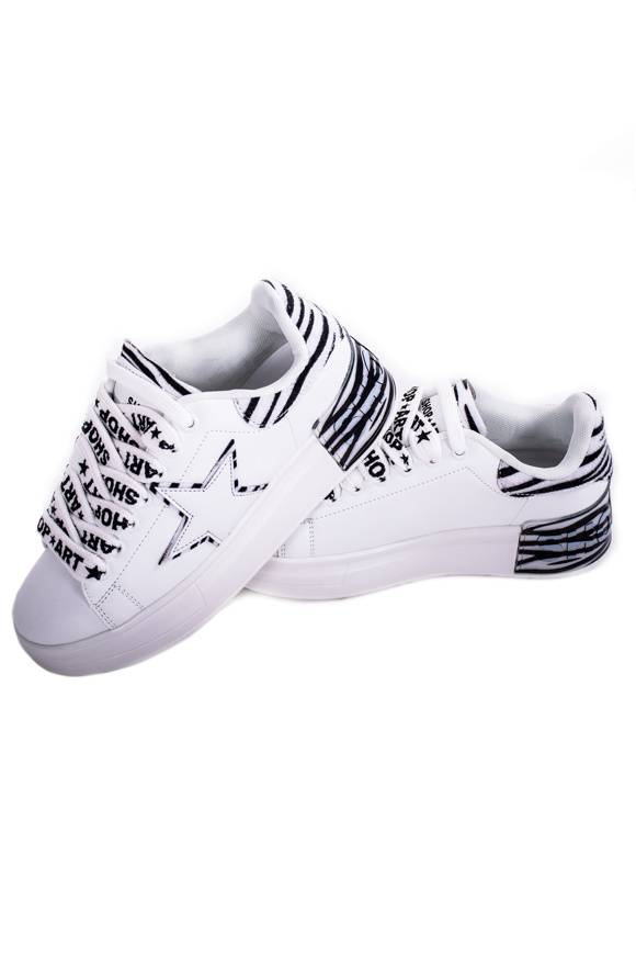 Please Jeans SHOP ART SNEAKER KIM - WHITE/ZEBRATO