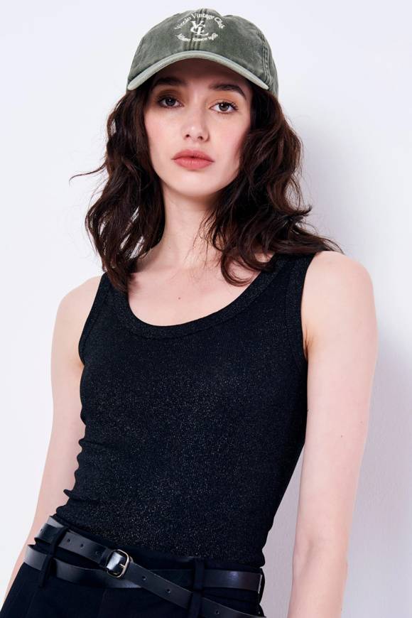 Please Jeans VICOLO TANK-TOP GLITTER - UB0 009 - BLACK