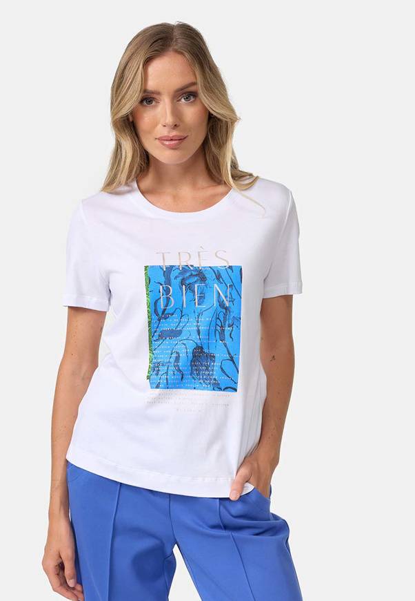 Please Jeans T-SHIRT CATNOIR IN MODAL CON STAMPA - AZZURRO TRES BIEN