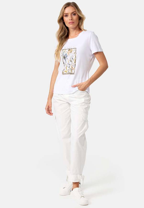 Please Jeans T-SHIRT CATNOIR IN MODAL CON STAMPA - FLOREALE TRES BIEN