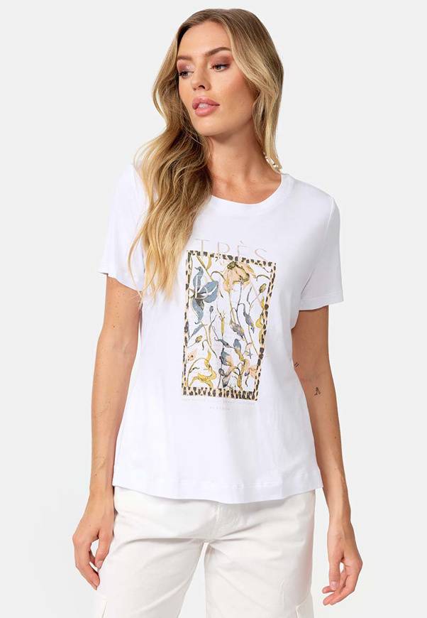 Please Jeans T-SHIRT CATNOIR IN MODAL CON STAMPA - FLOREALE TRES BIEN