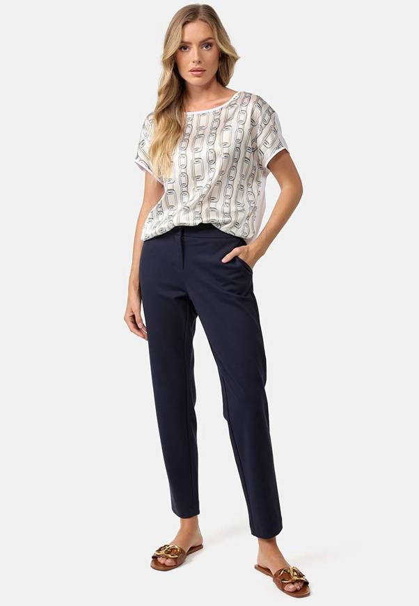 Please Jeans T-SHIRT CATNOIR IN SETA E STAMPA - CATENA BLU