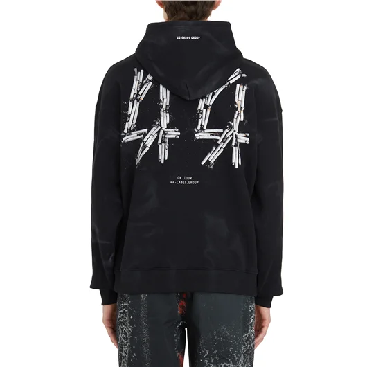 44 LABEL GROUP FELPA CON CAPPUCCIO STAMPA 44 SMOKE