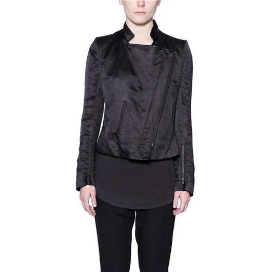 ANN DEMEULEMEESTER GIACCA IN LINO E SETA CON ZIP