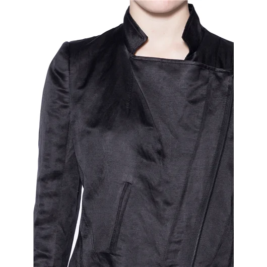 ANN DEMEULEMEESTER GIACCA IN LINO E SETA CON ZIP