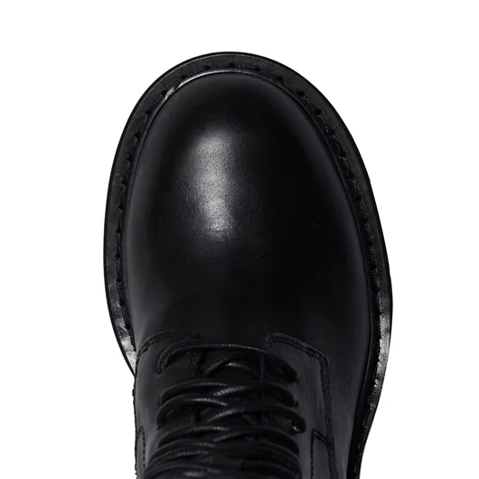 ANN DEMEULEMEESTER STIVALE COMBAT IN PELLE