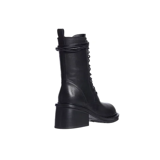 ANN DEMEULEMEESTER STIVALE COMBAT IN PELLE