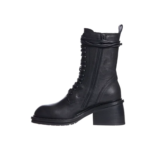 ANN DEMEULEMEESTER STIVALE COMBAT IN PELLE