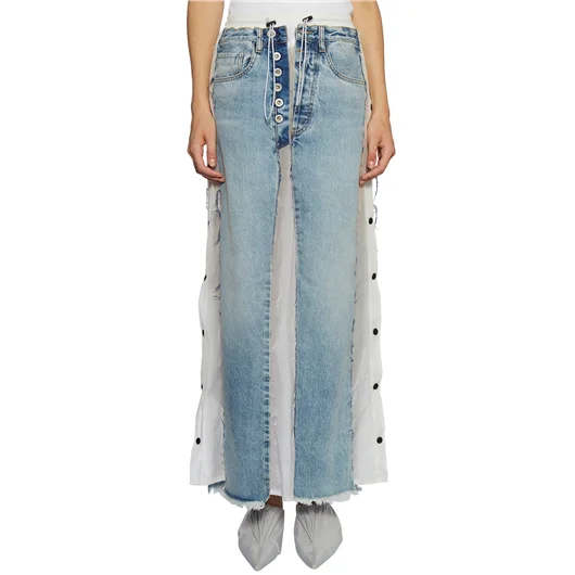 BEN TAVERNITI UNRAVEL GONNA LUNGA IN DENIM E NYLON