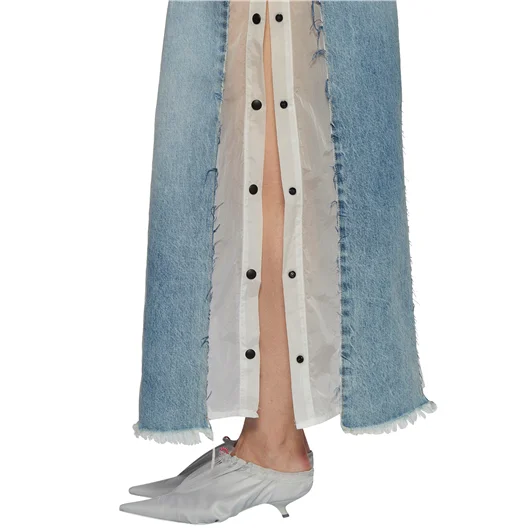 BEN TAVERNITI UNRAVEL GONNA LUNGA IN DENIM E NYLON