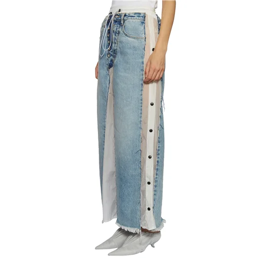 BEN TAVERNITI UNRAVEL GONNA LUNGA IN DENIM E NYLON