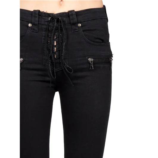 BEN TAVERNITI UNRAVEL JEANS IN DENIM STONE LACE UP