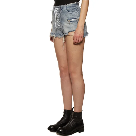 BEN TAVERNITI UNRAVEL SHORTS IN DENIM LACE UP