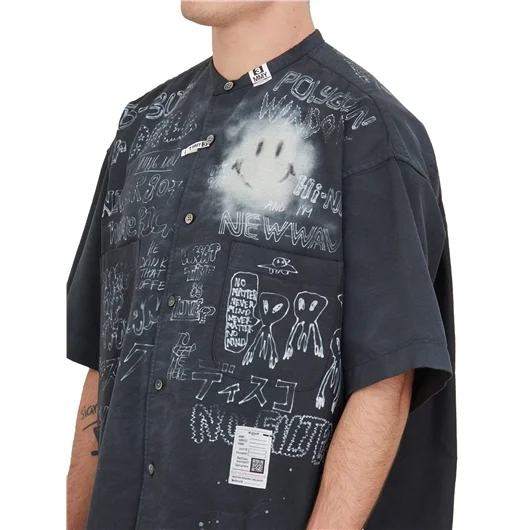 MAISON MIHARA YASUHIRO CAMICIA CON STAMPA DISTRESSED