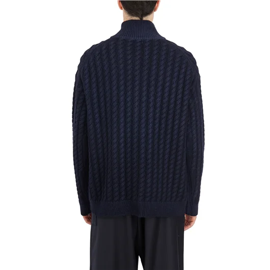 CARDIGAN COLLO ALTO A TRECCIA