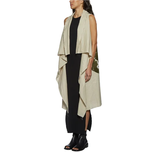 CLAUDIO CUTULI GILET IN PELLE E LINO