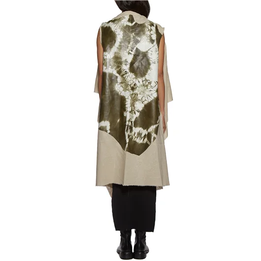 CLAUDIO CUTULI GILET IN PELLE E LINO