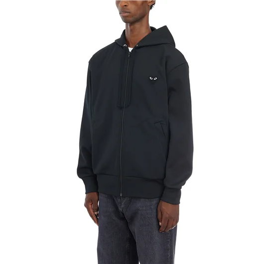 COMME DES GARCONS PLAY FELPA CON ZIP E CAPPUCCIO