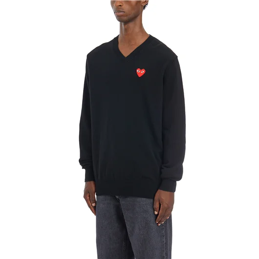 COMME DES GARCONS PLAY MAGLIA SCOLLO A V LOGO