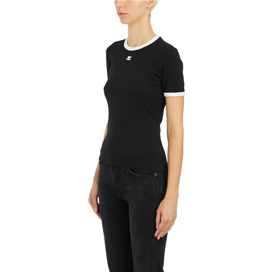 COURREGES T-SHIRT SIGNATURE IN COTONE