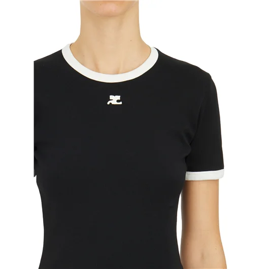 COURREGES T-SHIRT SIGNATURE IN COTONE
